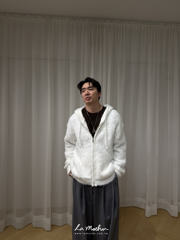 馬海毛連帽雙拉鍊外套